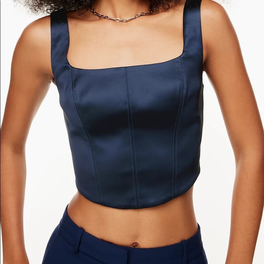 Aritzia Sunday best Shiloh bustier corset top in navy blue size XS